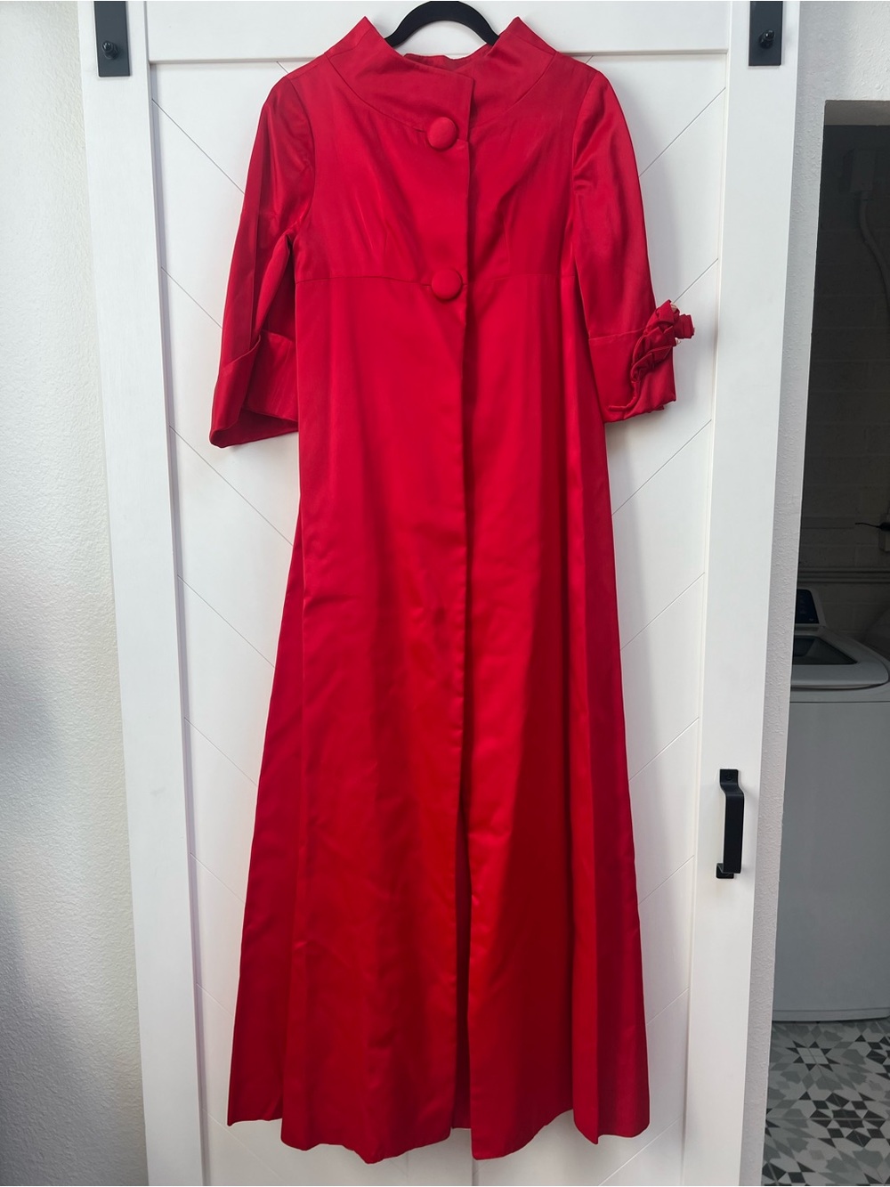 1950’s/60’s Vintage Handmade Evening Wear-Stunning Red Maxi Coat+Dress